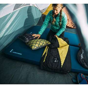 Therm-a-Rest Compressible Travel Pillow for Camping, Backpacking, Airplanes and Road Trips, Denim, M...