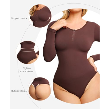 Popilush Shapewear Bodysuit Tummy Control Bust Support