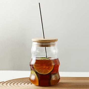 URMAGIC Vintage Ripple Glass Drinking Cup Set 18 Oz