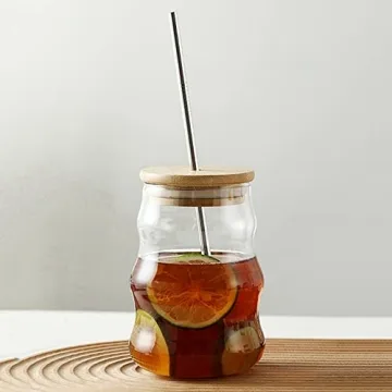 URMAGIC Vintage Ripple Glass Drinking Cup Set 18 Oz