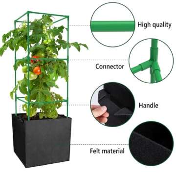 Garden Tomato Cages with Grow Bags for Vertical Plants