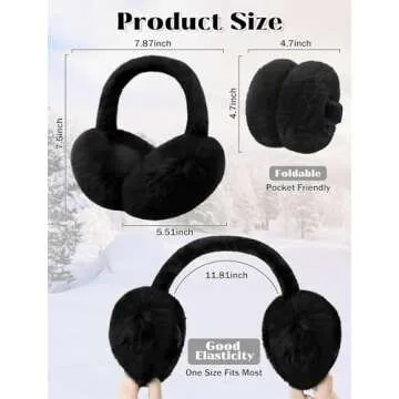Foldable Winter Faux Furry Earmuffs for Women, Cold Weather Accessories