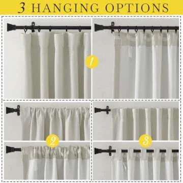 NICETOWN Room Darkening Curtains 96 inches Long 2 Panels, Thermal Curtains Rod Pocket/Back Tab/Hook Belt Light Blocking Noise Canceling Window Treatments for Living Room/Bedroom, Natural, W50 x L96