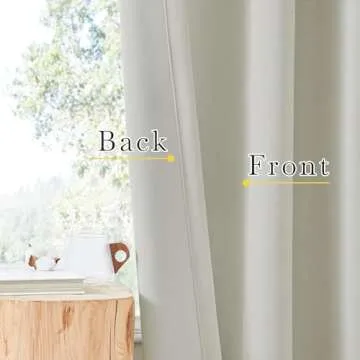 NICETOWN Room Darkening Curtains 96 inches Long 2 Panels, Thermal Curtains Rod Pocket/Back Tab/Hook Belt Light Blocking Noise Canceling Window Treatments for Living Room/Bedroom, Natural, W50 x L96
