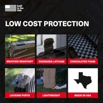 Condition 1 42” Economy Single Scope Hard Gun Carrying Case Model 210 with Foam, Long Storage Case, Lockable TSA Friendly, Water Resistant, Made in USA, 42.03"x10.50"x3.81" Black