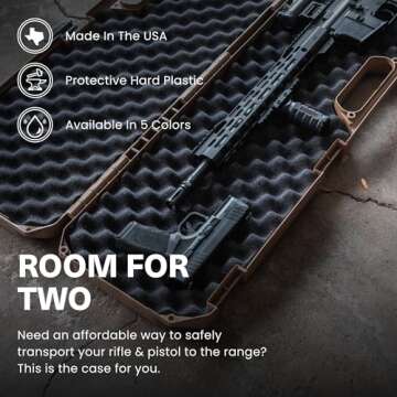 Condition 1 42” Economy Single Scope Hard Gun Carrying Case Model 210 with Foam, Long Storage Case, Lockable TSA Friendly, Water Resistant, Made in USA, 42.03"x10.50"x3.81" Black