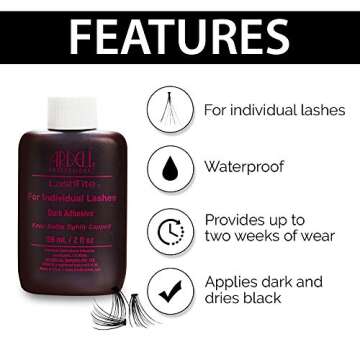 Ardell LashTite Lash Adhesive, Dark Eyelash Glue for Individual Lashes - Long-Lasting Waterproof Lash Glue, 2 fl oz