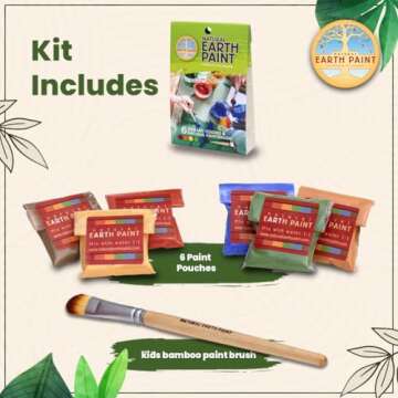 Petite Natural Earth Paint Kit – Eco-Friendly, Washable Craft Paint for Kids & DIY Projects, Non-Toxic, Gluten-Free, Made in the USA, Compostable Packaging, Organic & Mineral-Based Pigments, 6 Bright Colors, Easy Clean-Up