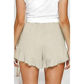 KINGFEN Skorts Skirts for Women Skater Mini Wrap Skirt Beach Flowy High Waisted Shorts for Summer Beige Medium