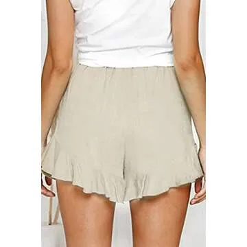 KINGFEN Skorts Skirts for Women Skater Mini Wrap Skirt Beach Flowy High Waisted Shorts for Summer Beige Medium