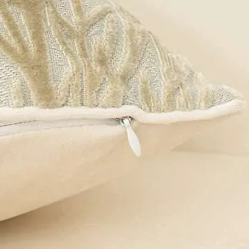 Yangest Beige Twigs Lumbar Throw Pillow Cover Branches Velvet Cushion Case Neutral Oblong Pillowcase for Sofa Couch Bedroom Living Room Home Decor, 12x20 Inch