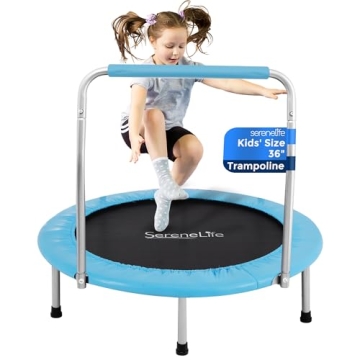 SereneLife 36" Mini Foldable Toddler Trampoline with Handle Bar, Spring-Free Rebounder Trampoline fo...
