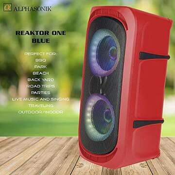 Alphasonik Reaktor One Portable Party Speaker Box High Power Alpha Bass Technology Wireless Bluetoot...