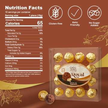 ChocZero Royal Truffle 3-Pack - Premium Gluten Free Milk Chocolate - Zero Sugar Added Hazelnut Chocolate (48 Truffles Total, 25.5 Ounces)