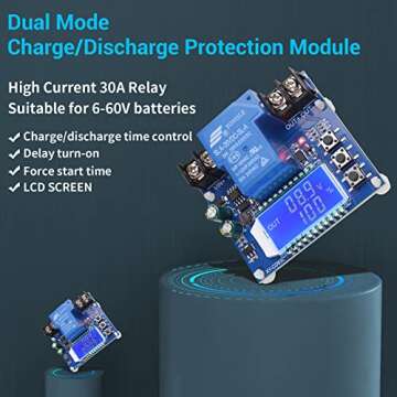 ICSTATION Low Voltage Disconnect - 30A Charging Protection Board with LCD Display