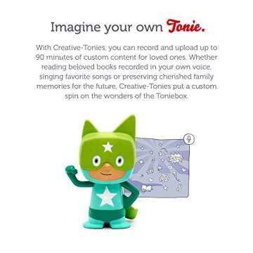Tonies Superhero Creative Audio Character - Record and Upload up to 90 Minutes of Your Own Stories and Songs - Turquoise/Green