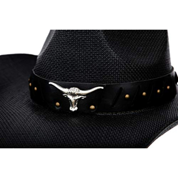 Woven Straw Cowboy Cowgirl Hat with Wide Brim