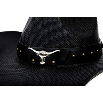 Woven Straw Cowboy Cowgirl Hat with Wide Brim