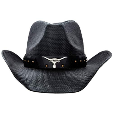 Woven Straw Cowboy Cowgirl Hat with Wide Brim