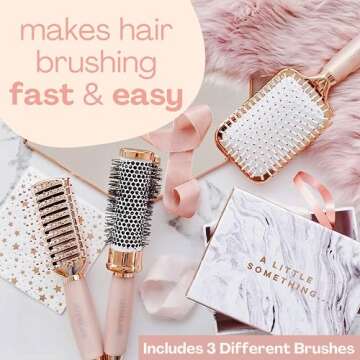 Luxury Hair Brush Gift Set for Women & Girls - Lily England 3-Piece Professional Styling Collection ...