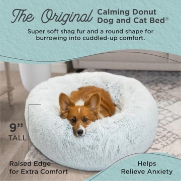 Sheri Calming Donut Bed Plush Shag Fur for Pets