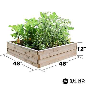Cedar Raised Garden Bed Kit (48" x 48" x 12"), Weed Barrier Included - Unmatched Strength, Thicker Than All Other Elevated Planters - 100% Rot Resistant Cedar - Fast Assembly, No Tools Needed