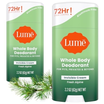 Lume Whole Body Deodorant - Invisible Cream Stick - 72 Hour Odor Control - Aluminum Free, Baking Sod...