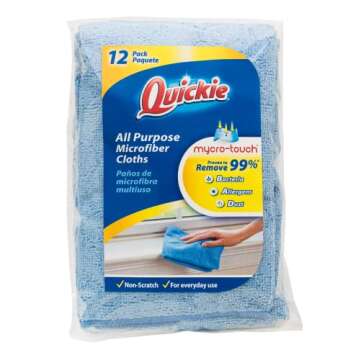 Quickie Microfiber Cleaning Cloth 14 X 14 inch, Blue, 12 Pack - All-Purpose Towel/Wiper for Ultimate...