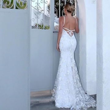 Elegant Lace Applique Wedding Dress for Brides