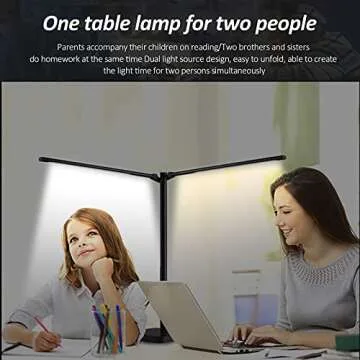 SICCOO LED Double Head Desk Lamp,Double Swing-arm Table Lamps, Piano Lamp,Adjustable Brightness Color Temperature ，for Home/Reading/Offices/Bedrooms/Dormitories