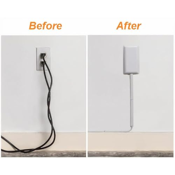 Sleek Socket No Shock Child & Pet Protector Outlet Concealer with Protective Cord Clips, Flat Extension Cord with 3 Outlets Power Strip (Safeguards Toddlers and Pets from Chewing Dangerous Cords)