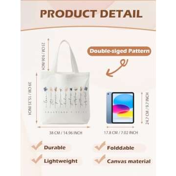 Supwhd Bible Bags for Women, Christian Tote Bag, Fruit of the Spirit Galatians 5:22-23, Gifts for Christian Women, Bible Verse Christian Canvas Tote Bags for Women