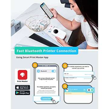 Phomemo Label Maker D30 with 5 Adhesive Label Thermal Paper Bluetooth Label Maker Thermal Label Printer Paper, Easy to Use,for Home Office School Organization,Gift - White