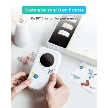 Phomemo Label Maker D30 with 5 Adhesive Label Thermal Paper Bluetooth Label Maker Thermal Label Printer Paper, Easy to Use,for Home Office School Organization,Gift - White