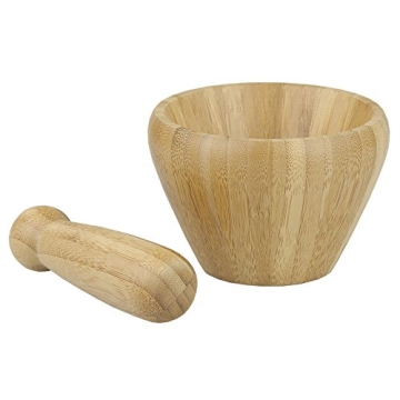 Home Basics Bamboo Mortar and Pestle, (Natural) / Perfect Grinder for Herbs, Garlic, and Pills | Mor...