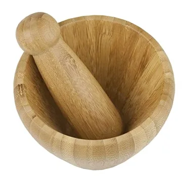 Home Basics Bamboo Mortar and Pestle for Herbs and Garlic