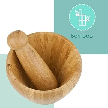 Home Basics Bamboo Mortar and Pestle for Herbs and Garlic