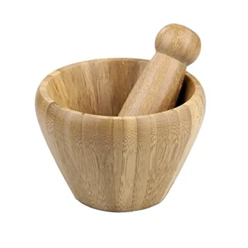 Home Basics Bamboo Mortar and Pestle for Herbs and Garlic