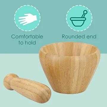 Home Basics Bamboo Mortar and Pestle for Herbs and Garlic