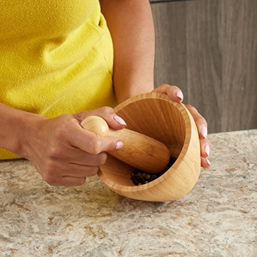 Home Basics Bamboo Mortar and Pestle for Herbs and Garlic