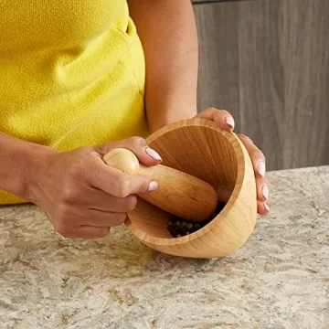 Home Basics Bamboo Mortar and Pestle for Herbs and Garlic