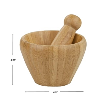 Home Basics Bamboo Mortar and Pestle for Herbs and Garlic
