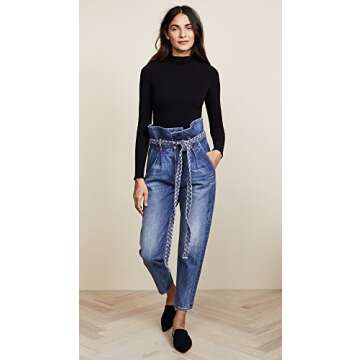 commando Women's Ballet Mock Neck Thong Bodysuit, Black, One Size