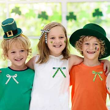 12 Rolls Total 60 Yards St. Patrick's Day Ribbon 3/8 inch Lucky Shamrock Grosgrain Ribbon Polyester Horseshoe Irish Day Craft Ribbon for Wrapping Crafting Sewing Bows Wreath Party DIY Decoration