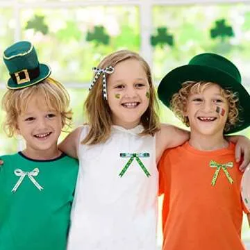 12 Rolls Total 60 Yards St. Patrick's Day Ribbon 3/8 inch Lucky Shamrock Grosgrain Ribbon Polyester Horseshoe Irish Day Craft Ribbon for Wrapping Crafting Sewing Bows Wreath Party DIY Decoration