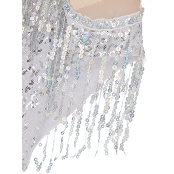 Agoky Shiny Sequins Fringed Bodysuit for Women
