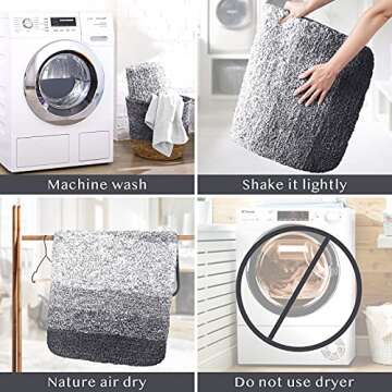 KMAT Bathroom Rugs Bath Mat 16"x24" Luxury Soft Shaggy Absorbent Bathroom Mats Non Slip Plush Bathmat Runner Carpet Bath Mats for Bathroom Floor Tub and Shower