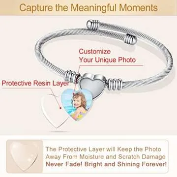 Custom4U Personalized Picture Cuff Bracelets for Women