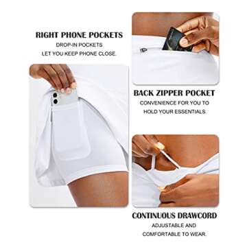 Soothfeel Pleated Tennis Skirt for Women with Pockets Women's High Waisted Athletic Golf Skorts Skirts for Workout Running