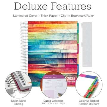 Aug 2024-Jul 2025 Deluxe Teacher Planner Notebook 8.5x11 Daily Weekly Monthly Organizers with 7 Peri...